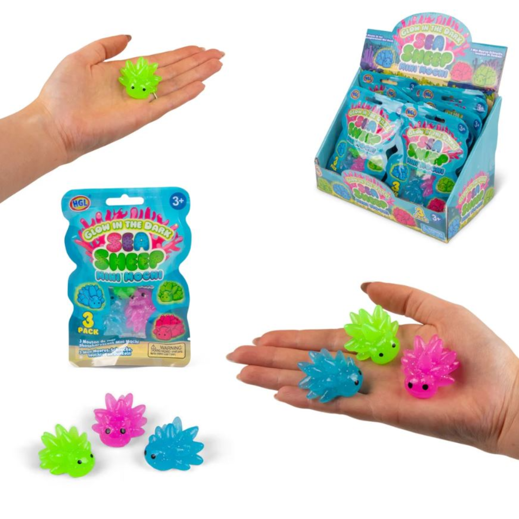 Glow in the Dark Sea Sheep Mini Mochis – 3 Pack