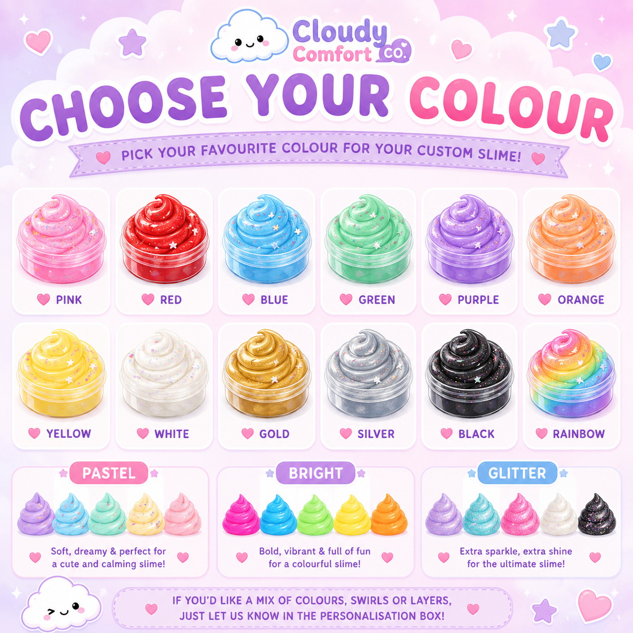 Custom Slime - Personalised Slime - Choose Your Scent & Colour