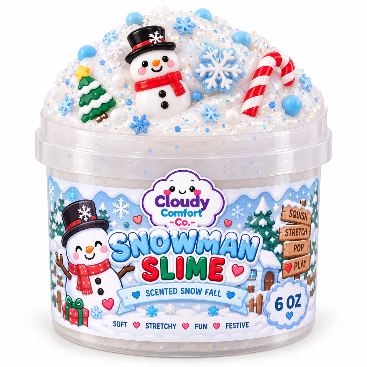 Snowman Slime – 6oz | Merry Squishmas