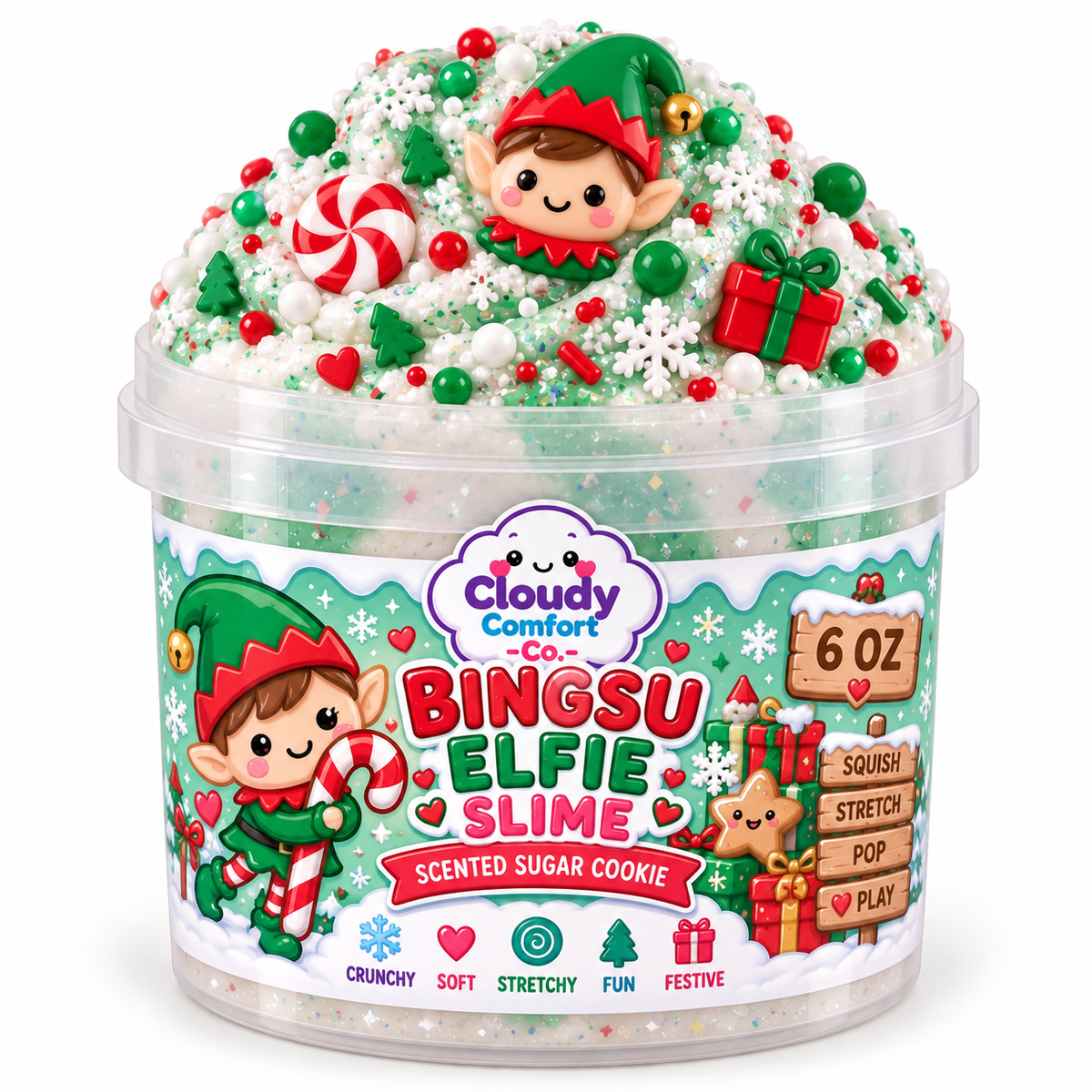 Bingsu Elfie Slime – 6oz | Merry Squishmas